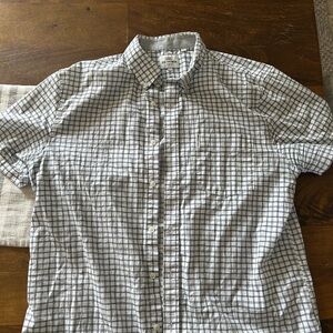 Men's White and Black Checkered Shirt